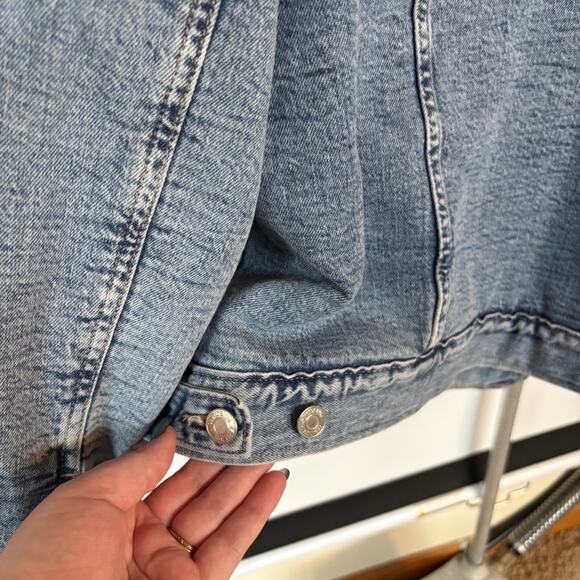 Gap Denim Sherpa Jean Jacket Light Wash Lined Ranch Heavy Coat Barn XL - Picture 6 of 10